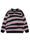 Striped sweater fluffy zebra jumper animal print fuzzy top