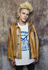 Abstract jacket utility buckle bomber retro coat in orange