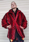 Luxury faux fur snake coat python print bomber handmade detachable fluffy jacket fleece puffer premium grunge trench in red black