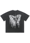 Butterfly print t-shirt moth tee retro gothic top acid grey