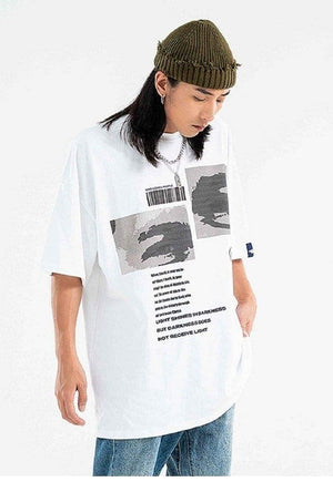 Old poster print t-shirt grunge tee skater slogan top White