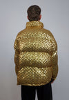 Sequin bomber jacket gold metallic embellished party puffer