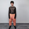 Festival faux fur joggers luminous detachable rave pants handmade fluorescent fleece party shorts premium tie-dye overalls in orange pink