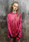 Body print hoodie thermal pullover raver jumper in acid red