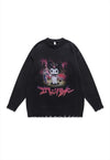 Anime sweater Manga knit distressed Japanese jumper in beige