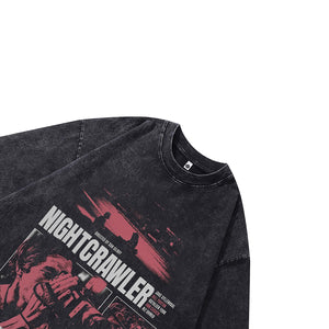 Nightcrawler t-shirt creepy poster tee grunge top in vintage grey