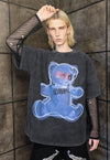 Grunge teddy t-shirt premium vintage wash bear tee in grey