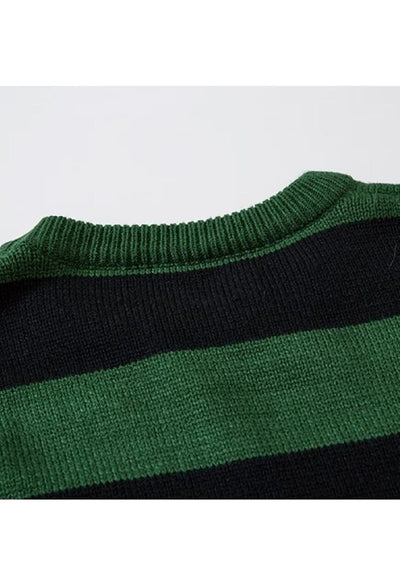 Ripped stripe sweater distressed jumper Halloween retro top