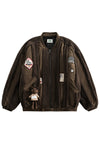 Grunge fleece bomber brown Korean inspired fluffy varsity