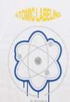 Atom print t-shirt science geek tee retro raver top in white