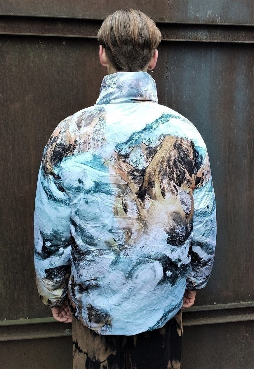 Abstract mountain bombe goose feather north puffer jacket
