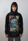 GTA hoodie game print pullover gamer top in vintage grey