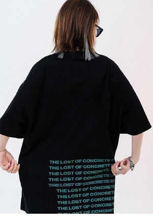 Lost slogan t-shirt shadow print tee graffiti top in Black