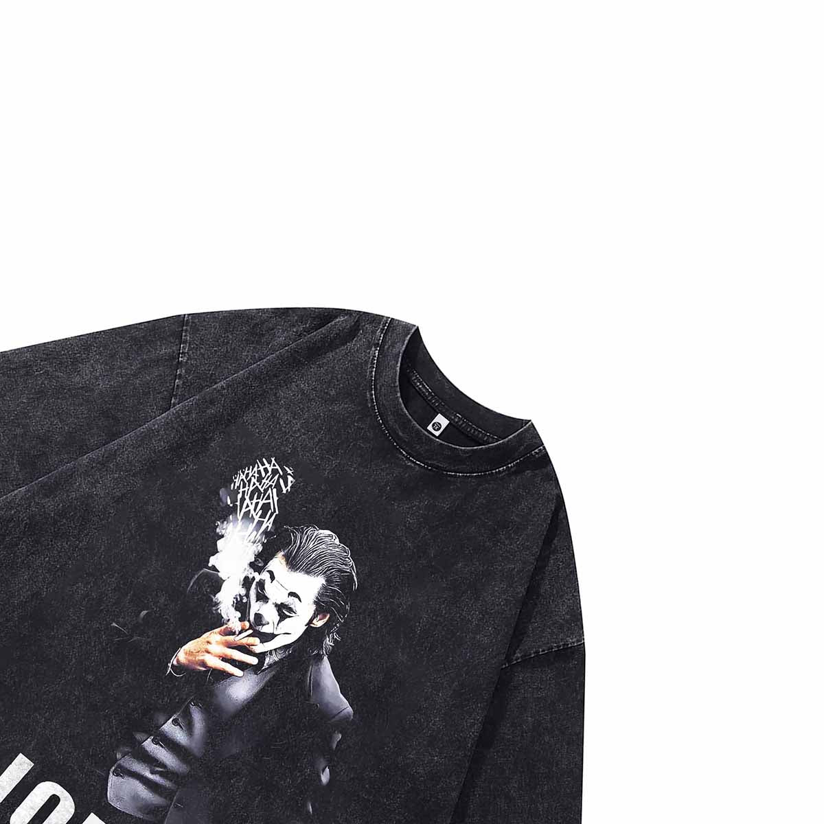 Joker vintage t-shirt clown cartoon tee creepy top in acid grey