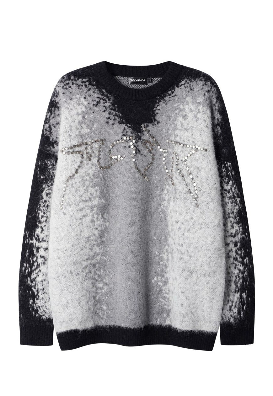 Abstract sweater grunge jumper paint splatter top in black