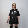 Cargo pocket shirt dress short sleeve geometric crotchet top mesh blouse oversize beam gothic top bondage sweatshirt utility jumper in black