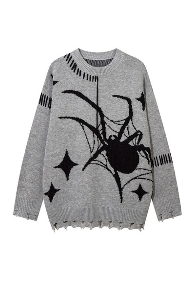 Spider sweater distressed grunge jumper ripped punk top