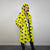 Star print fur coat yellow long heavy trench fluorescent psychedelic overcoat rave bomber festival geometric jacket custom going out peacoat