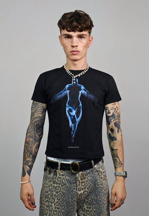 Psychedelic t-shirt slim fit unisex body print tee rave top