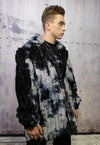 Tie-dye fleece coat handmade 2in1 gradient trench jacket