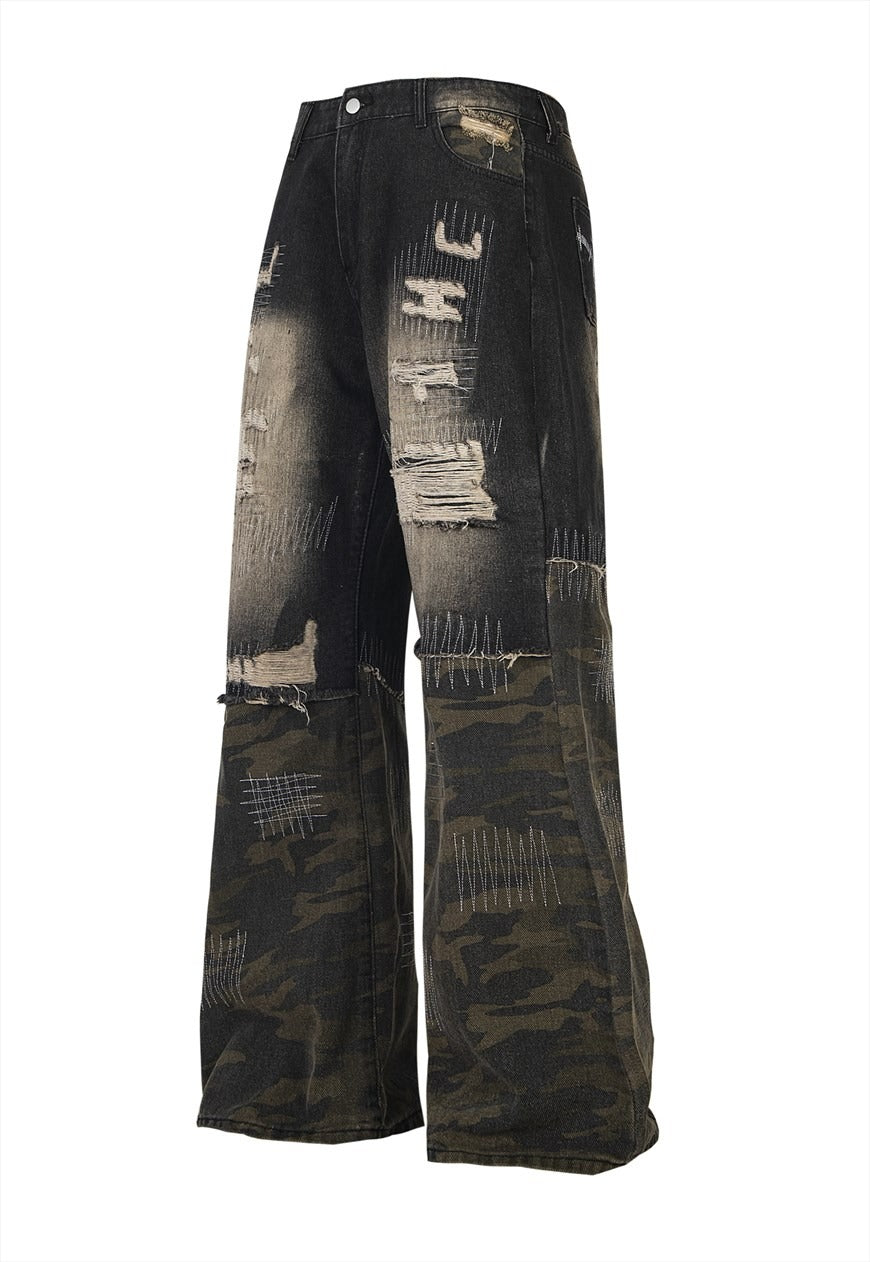 Army jeans contrast military denim pants army joggers black