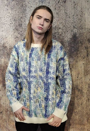 Paint splatter sweater grunge tie-dye jumper in white yellow