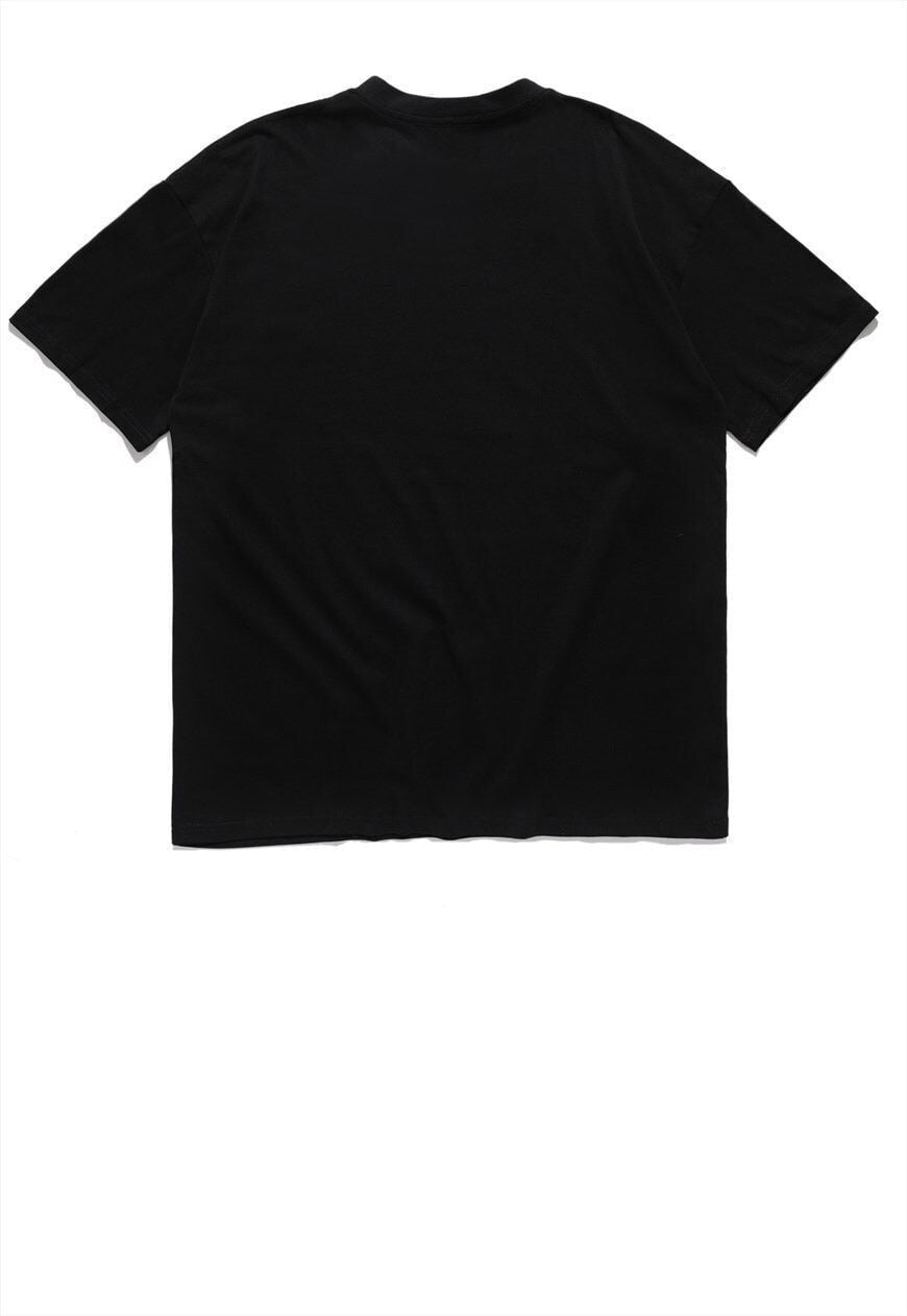 Grillz print t-shirt grunge rap tee punk raver top in black