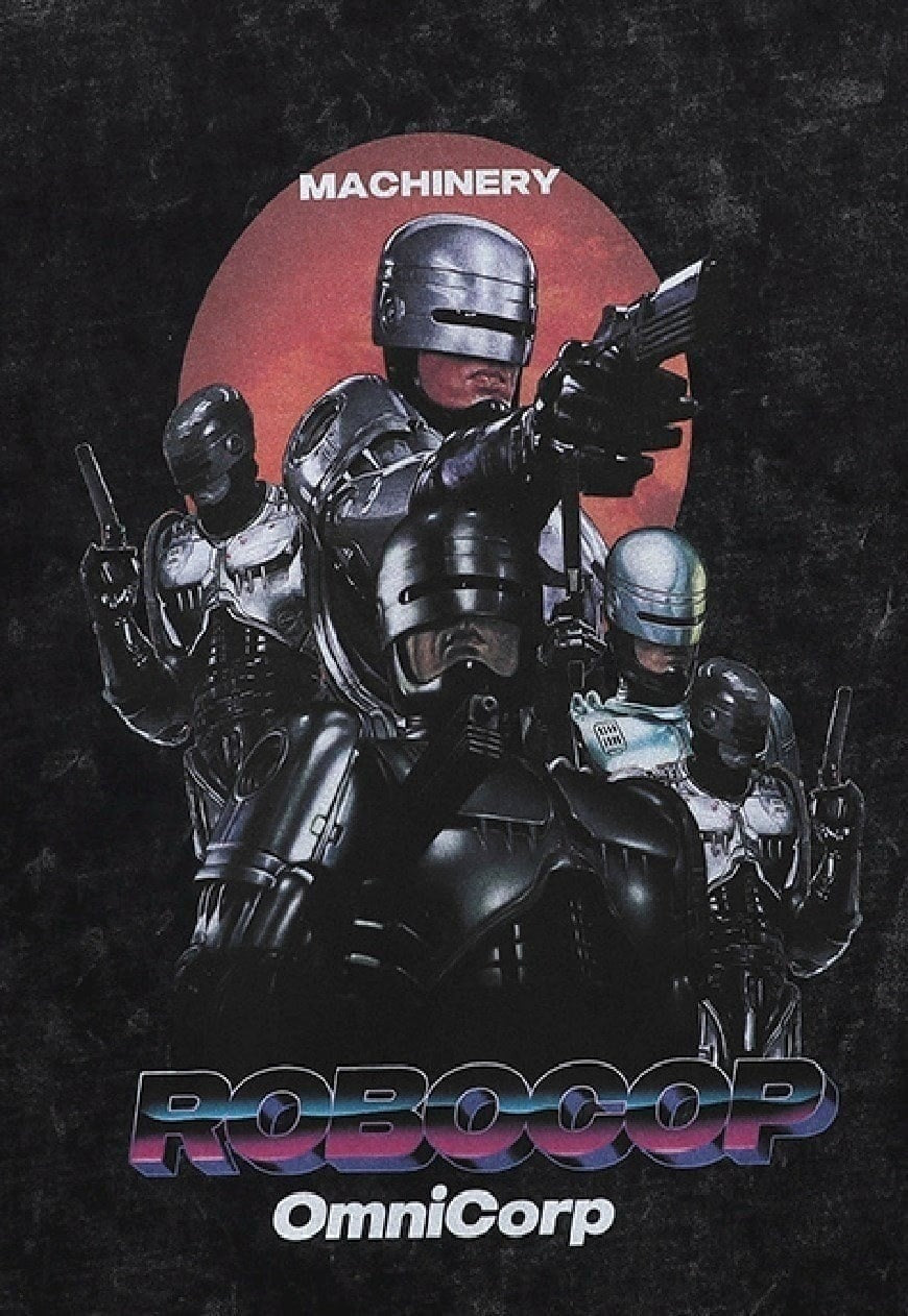 Robocop t-shirt grunge robot tee retro movie top in black
