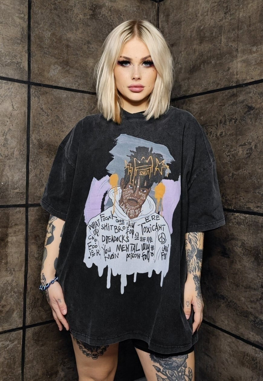 XXXTentacion t-shirt premium vintage wash Hip-hop grunge tee