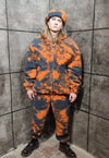 Tie-dye fleece bomber handmade gradient hood jacket orange