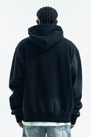 Rocker hoodie retro band pullover grunge gorpcore jumper in black