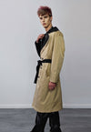 Contrast colour stitched trench coat asymmetric mac in cream