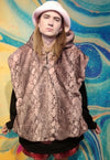 Python faux fur Bomber detachable handmade snake jacket pink