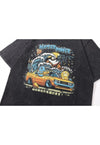 Japanese cartoon t-shirt car print tee retro top acid grey