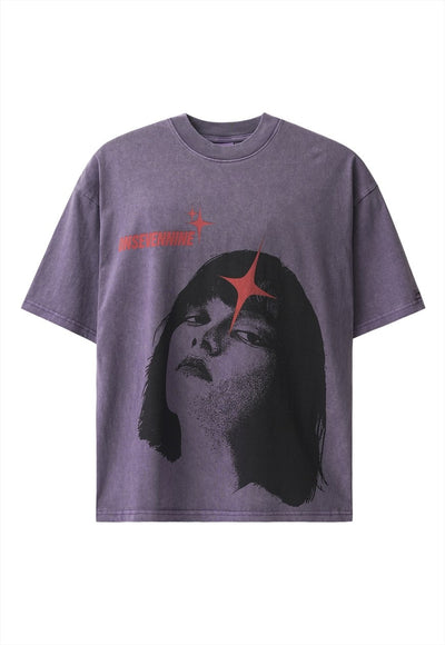 Goth girl t-shirt female print tee grunge top vintage grey