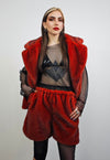 Red faux fur shorts cropped premium grunge skater trousers