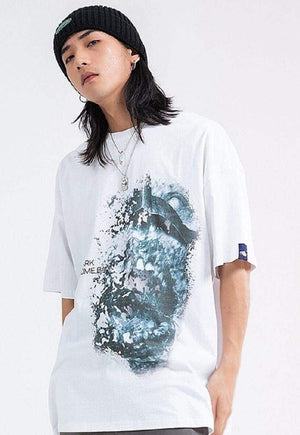 Monster print t-shirt zombie tee grunge Gothic top in White