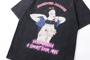 Modern princess t-shirt raver tee retro cartoon top in vintage grey