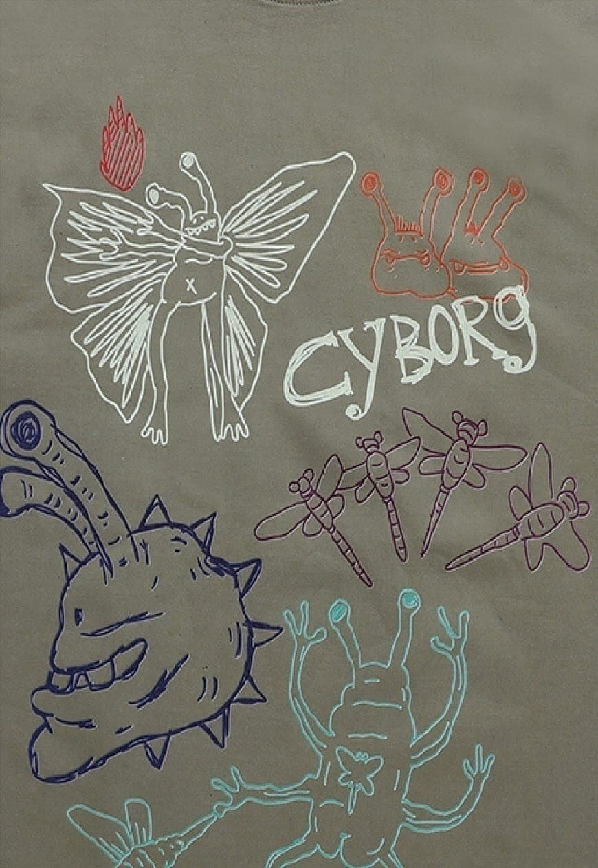 Scribble t-shirt retro graffiti tee grunge punk top in grey