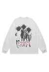 Punk cartoon t-shirt long sleeve tee grunge mohawk top white