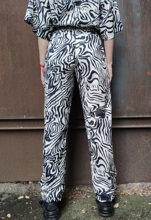 Zebra pattern beam joggers handmade zigzag stripe overalls