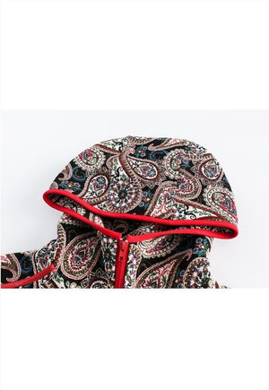 Paisley jacket bandanna print hooded bomber cashew coat red