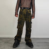 Leopard jeans combat trousers animal print cargo pocket pants unisex denim cheetah joggers glam rock trouser unisex grunge spot chinos green