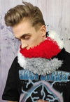 Handmade fluffy shawl scarf multi color circle snood in red