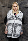 Paisley fleece jacket handmade 2 in 1 bandanna coat white