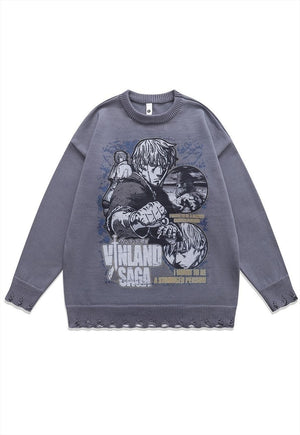 Vinland Saga sweater anime knit distressed Manga jumper