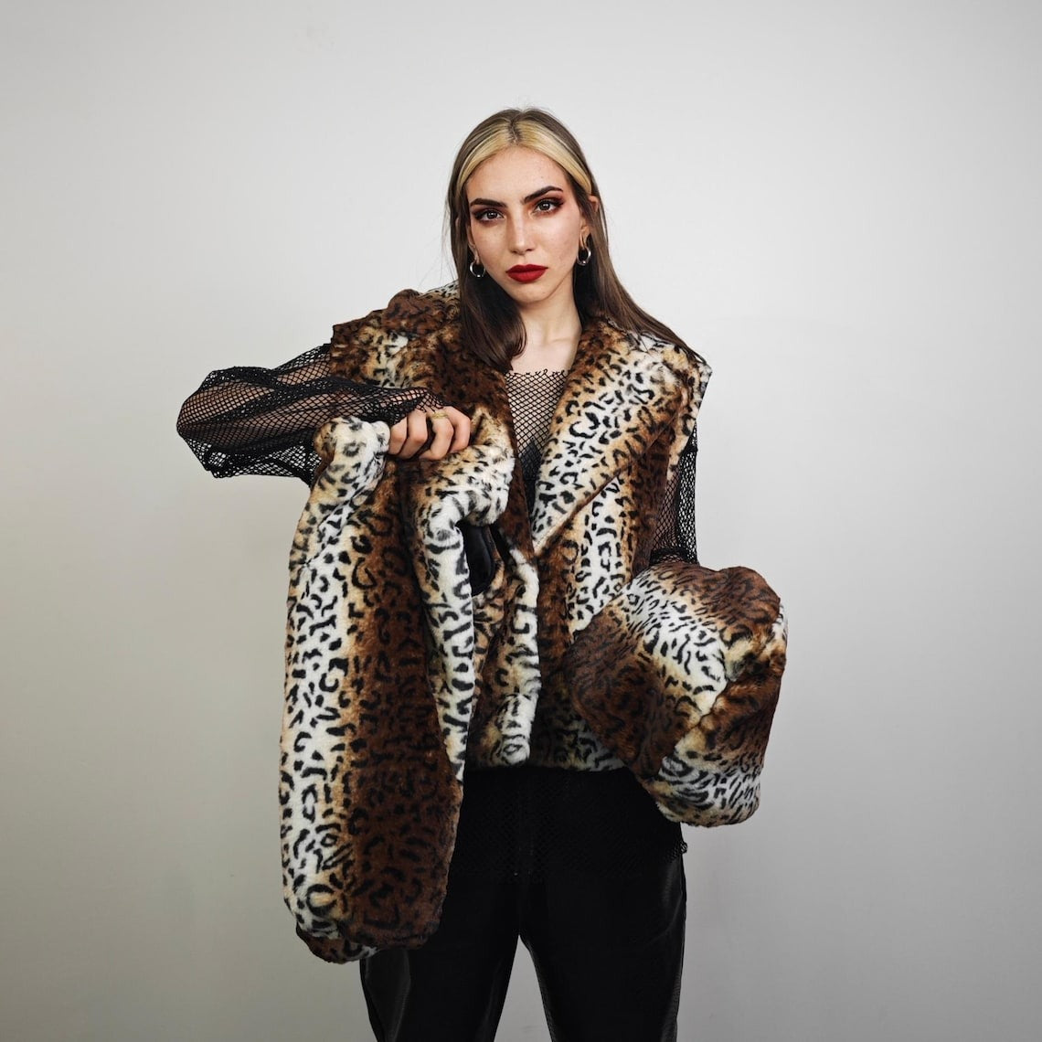 Animal print shorts brown leopard pants cheetah hotpants faux fur handmade cropped trousers spot pattern joggers festival fleece set