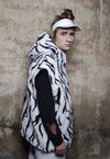 Gothic fleece bomber 2 in1 detachable handmade zebra jacket