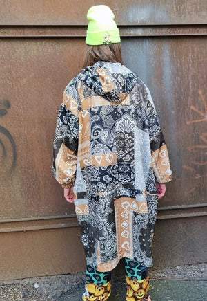 Paisley print jacket handmade bandanna windbreaker in brown