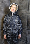 Reversible Spider web jacket handmade fleece bomber in black